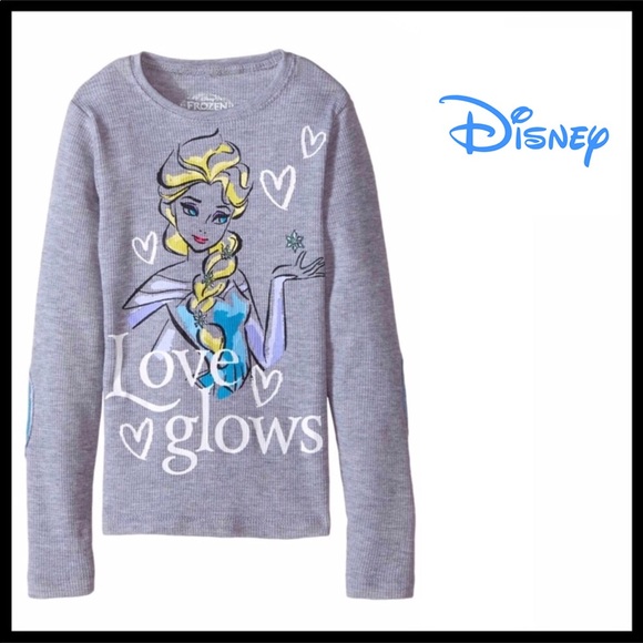 DISNEY FROZEN ELSA LONG SLEEVES TOP THERMAL WINTER TEE LOUNGE A2C - Picture 1 of 6